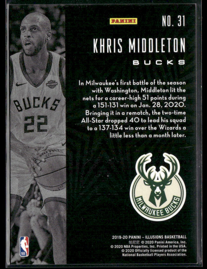 Khris Middleton 2019-20 Illusions Yellow /149 Trading Card Bucks