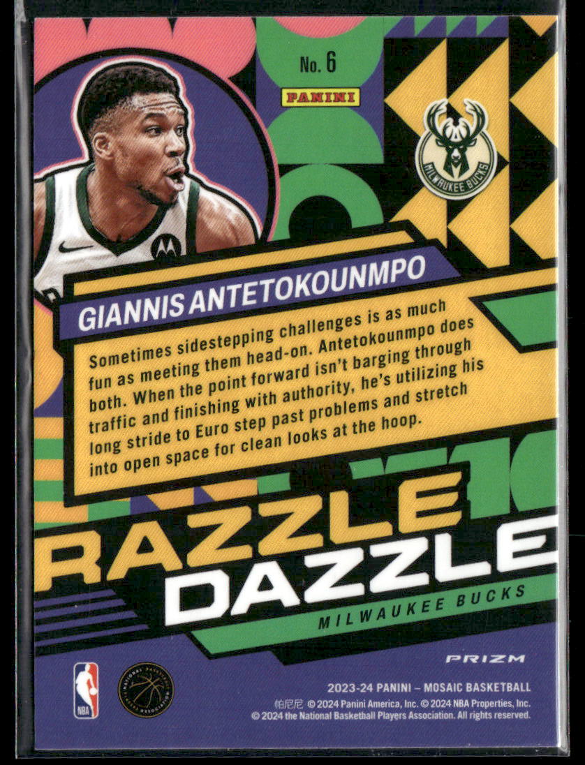 Giannis Antetokounmpo 2023-24 Razzle Dazzle SSP Mosaic Trading Card Bucks