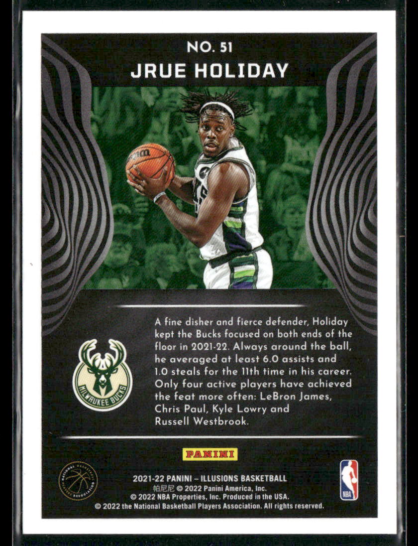 Jrue Holiday 2021-22 illusions Ruby /125 Trading Card Bucks