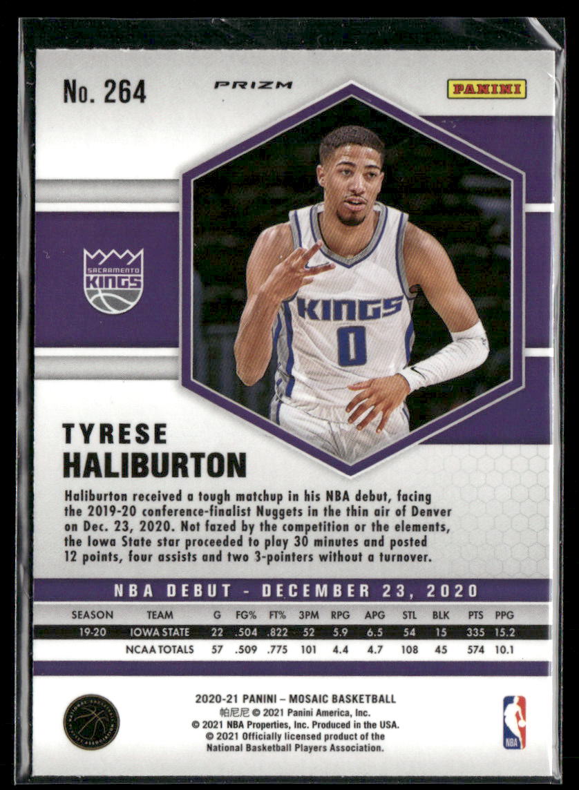 Tyrese Haliburton 2020-21 Mosaic NBA Debut Red RC Trading Card Kings