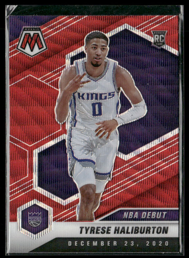 Tyrese Haliburton 2020-21 Mosaic NBA Debut Red RC Trading Card Kings