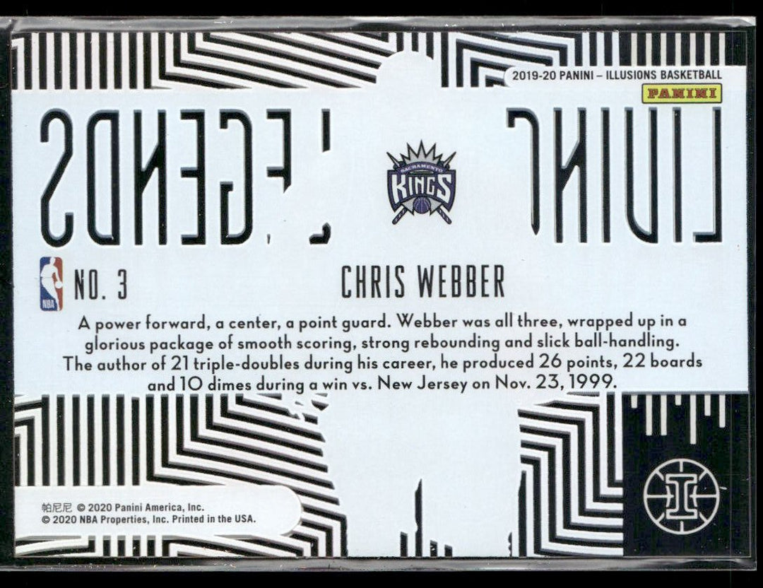 Chris Webber 2020-21 Illusions Living Legends Blue SP Trading Card Kings