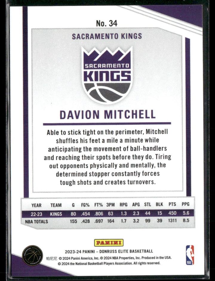 Davion Mitchell 2023-24 Elite International Red /88 Trading Card Kings