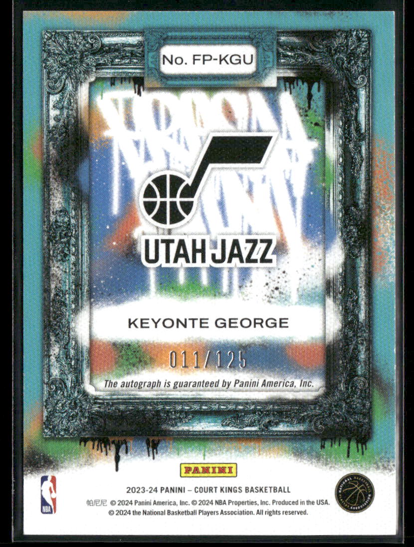 Keyonte George 2023-24 Fresh Paint Auto /125 Court Kings Trading Card Jazz