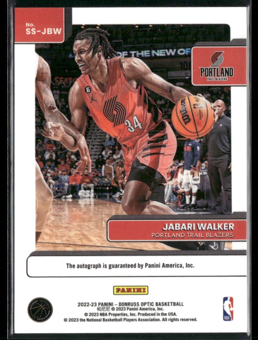 Jabari Walker 2022-23 Signature Series Auto RC Optic Trading Card Blazers