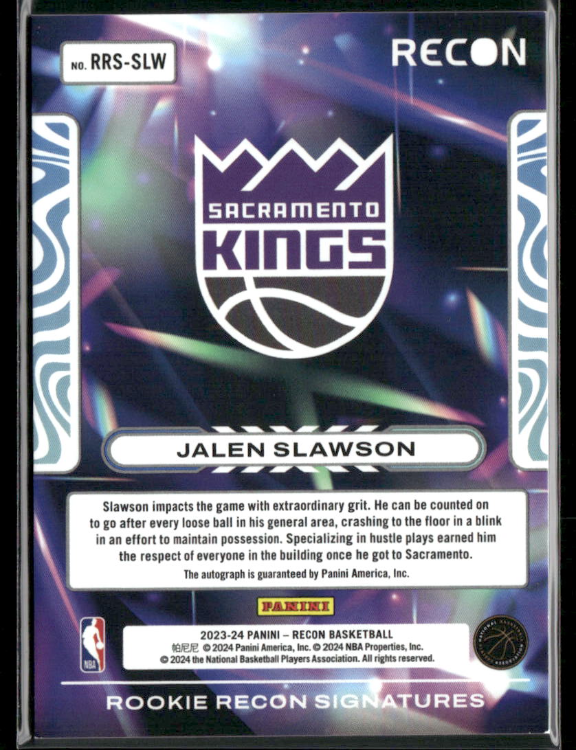 Jalen Slawson 2023-24 Rookie Recon Auto 63/99 Trading Card Kings