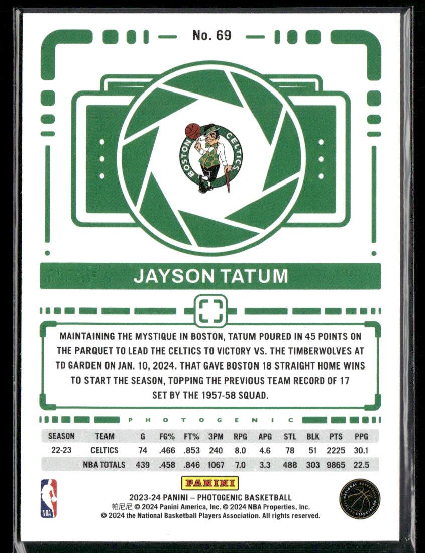 2023-24 Photogenic JAYSON TATUM Base #69