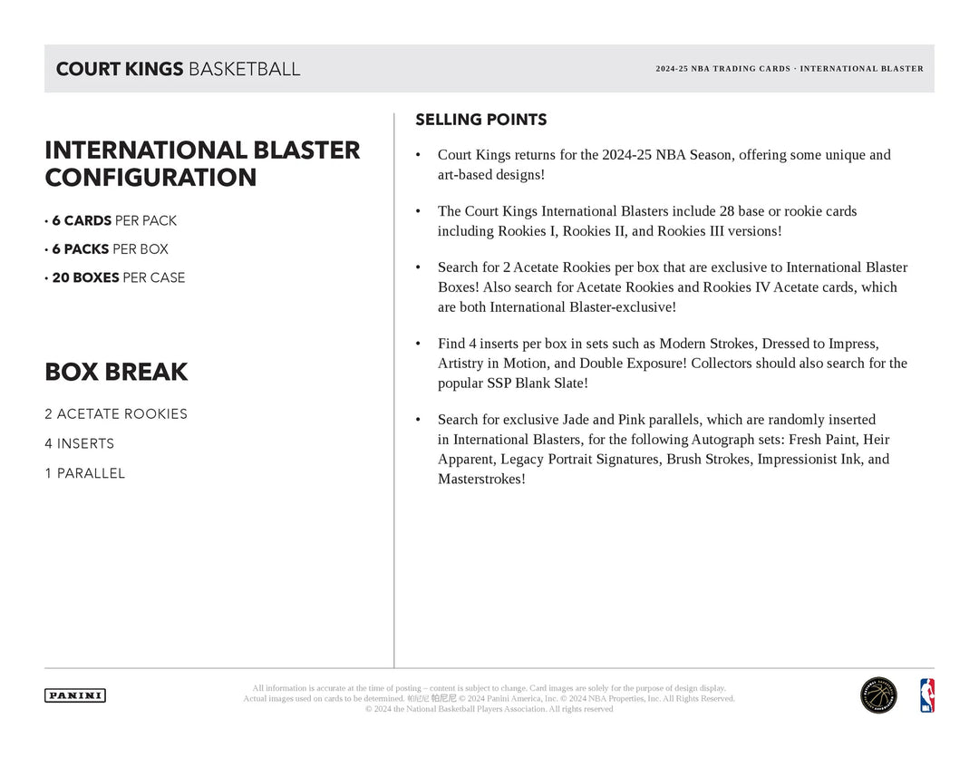 COURT KINGS 2024-25 CASE BREAK NEW RELEASE - PICK YOUR PLAYER M-Z 1350