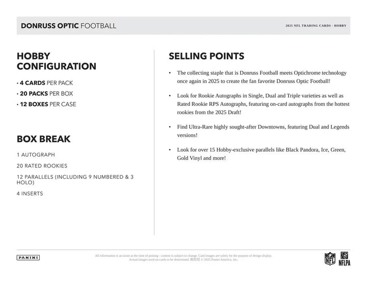 BREAK #2063 - NFL - OPTIC HOBBY DUO 2025  - DOWNTOWN CHASE