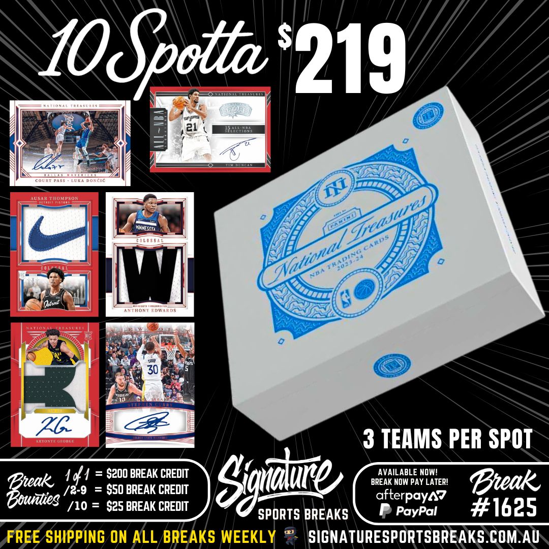Break #1625 - NATIONAL TREASURES - 3 TEAMS PER SPOT (LAST BOX)