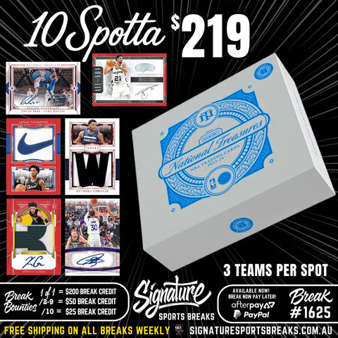 Break #1625 - NATIONAL TREASURES - 3 TEAMS PER SPOT (LAST BOX)