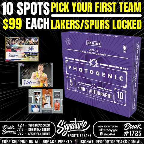 BREAK #1725 - PHOTOGENIC 10 SPOT - PICK YOUR FIRST TEAM!