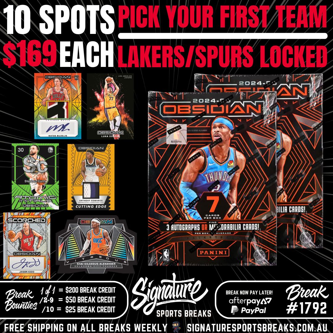 BREAK #1792 - DOUBLE OBSIDIAN PICK YOUR 1ST TEAM - 10 SPOTS