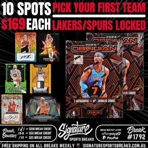 BREAK #1792 - DOUBLE OBSIDIAN PICK YOUR 1ST TEAM - 10 SPOTS
