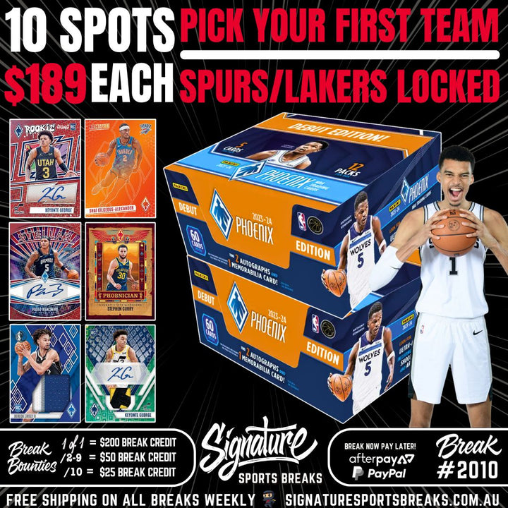 BREAK #2010 - DOUBLE PHOENIX 2023/24 - 10 SPOTS - 3 TEAMS PER SPOT - PICK YOUR FIRST TEAM