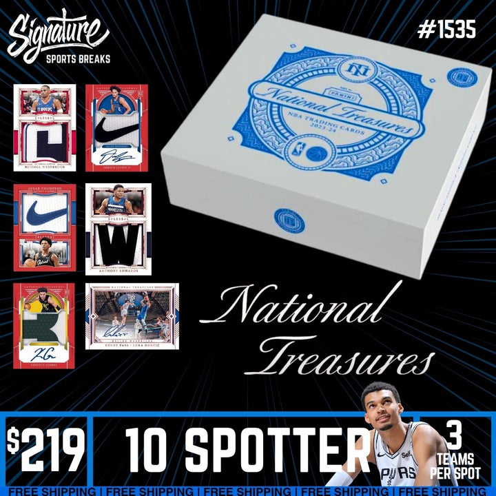 Break #1535 -NATIONAL TREASURES 10 SPOTTA - 3 TEAMS PER SPOT
