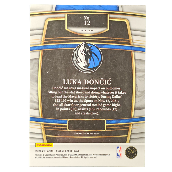 Luka Doncic 2021-22 Select Concourse Holo Trading Card | Dallas Mavericks NBA