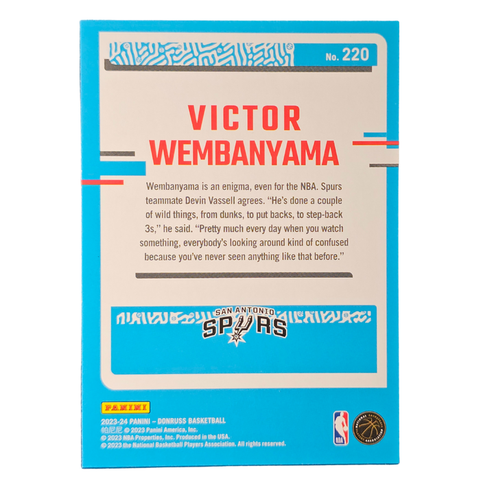 Victor Wembanyama 2023-24 Donruss Rated Rookie RC Card Spurs