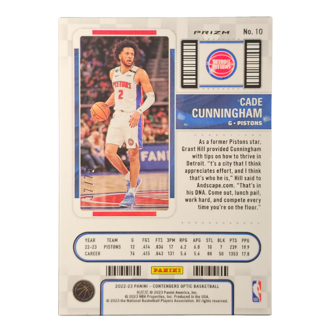 Cade Cunningham 2022-23 Optic Season Ticket Pink 17/75 Trading Card Pistons