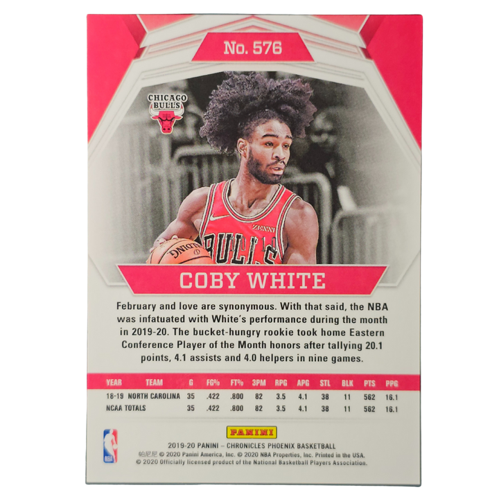 Coby White 2019-20 Gold 10/10 Phoenix Trading Card | Chicago Bulls NBA